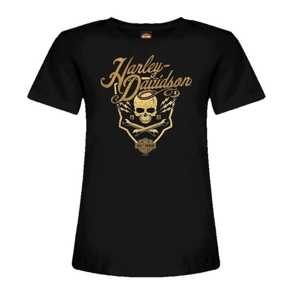 Harley-Davidson Women’s Skull Graphic T-Shirt XL – Black Rockabilly Biker Tee